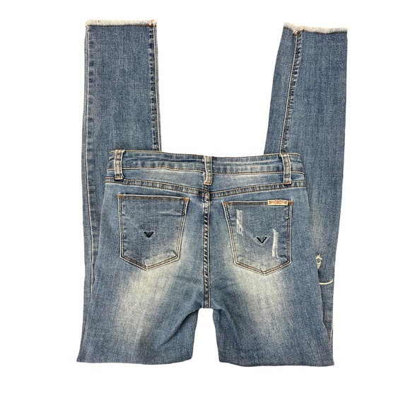 Hudson Distressed Raw Hem Skinny Jeans - Picture 4 of 6